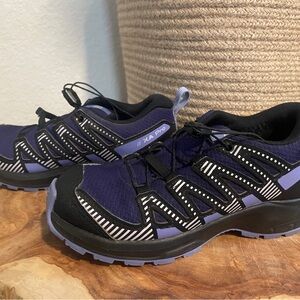 Kids Black and Purple Salomon Shoes